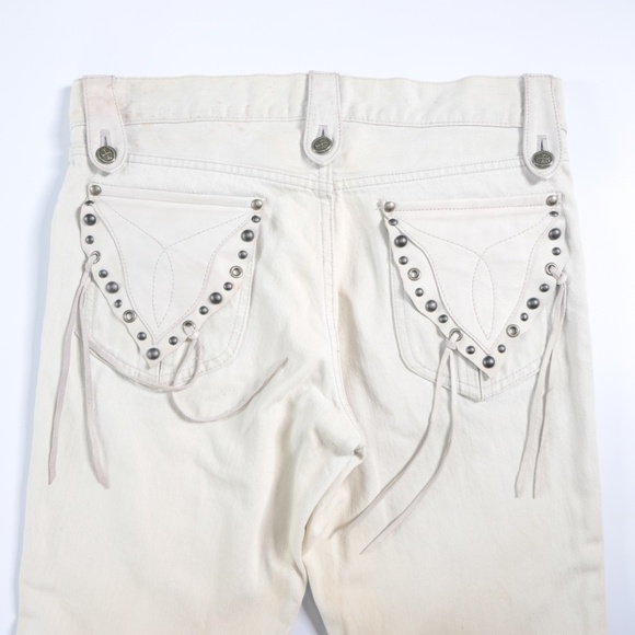 5351 pour les hommes white flared jeans with cross embroidery (Japan) - Picture 4 of 8